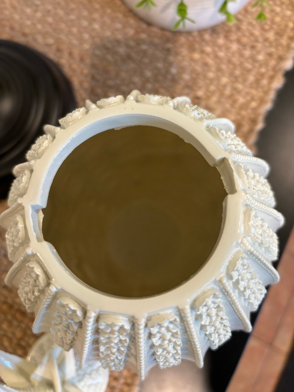 Nate Berkus Lacquer Pineapple White Decor Piece Removable Lid Floral 11”x 6” - Picture 8 of 11